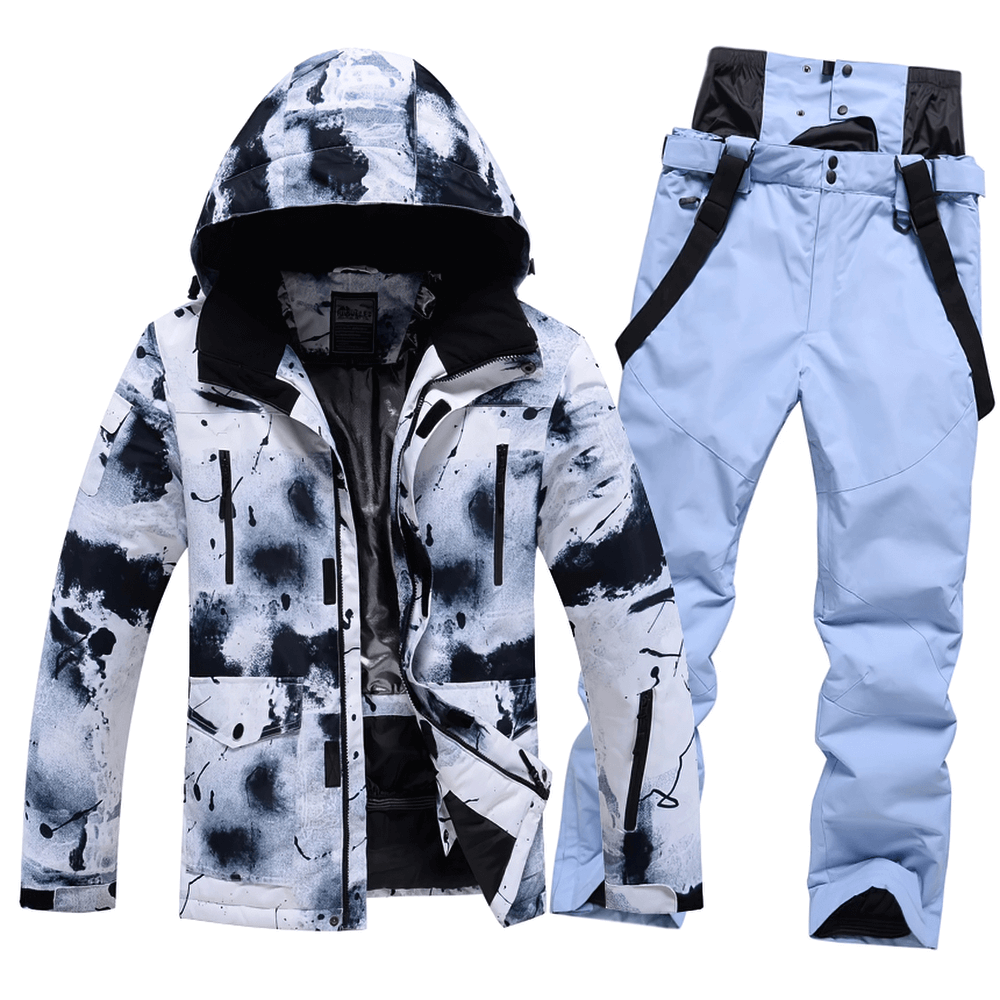 Men's waterproof ski jacket and pants set SF2068 for outdoor sports; durable, stylish, thermal-lined, windproof activewear gear.